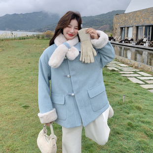 K328 P215 首发现货25新冬加厚毛毛呢子外套派克送围巾2D044 2520