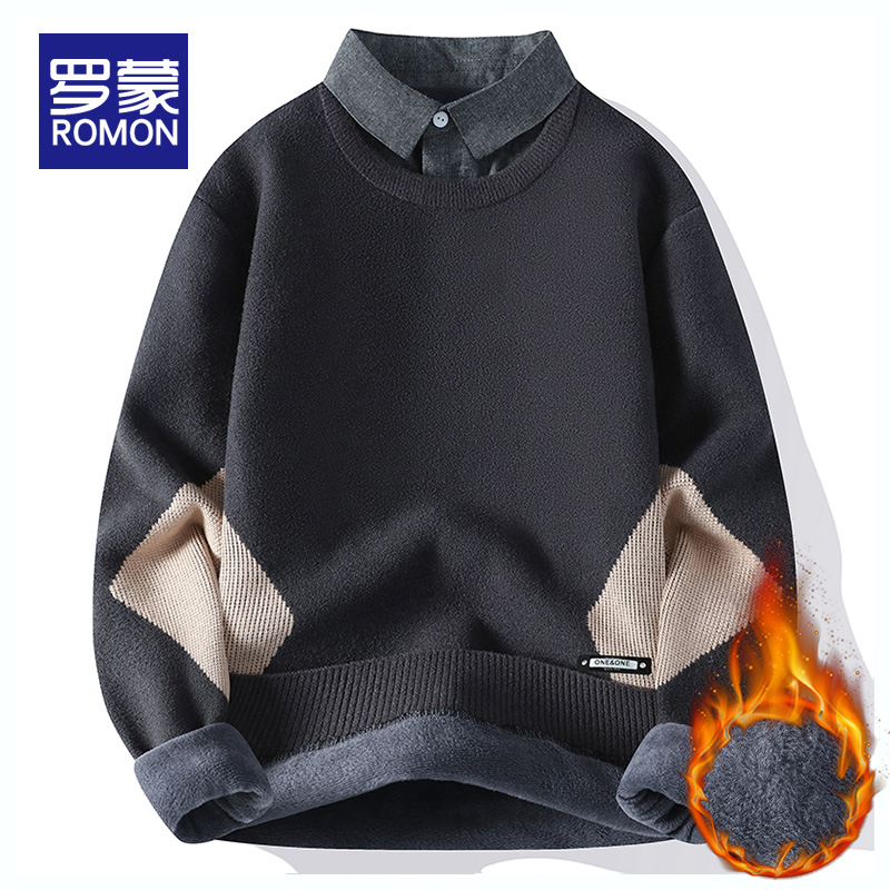 罗蒙套头柔软翻领舒适亲肤毛衣