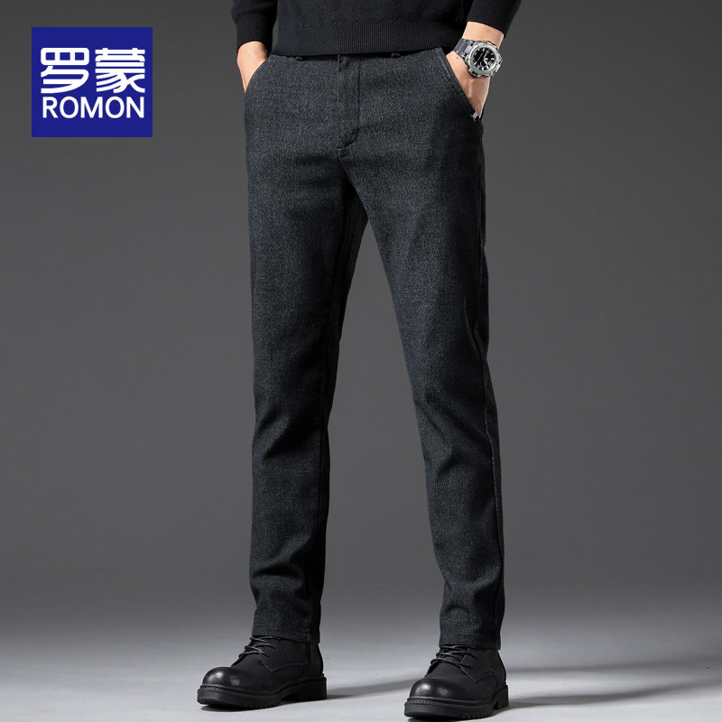 罗蒙休闲裤男士宽松直筒黑色长裤子男2025新款商务正装西裤秋冬季,男装,休闲裤,淘宝优惠券,粉丝福利购,淘宝优惠卷