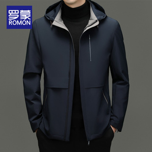 罗蒙秋冬季加厚连帽棉衣男款中年防寒保暖驼绒棉服休闲牛奶丝外套