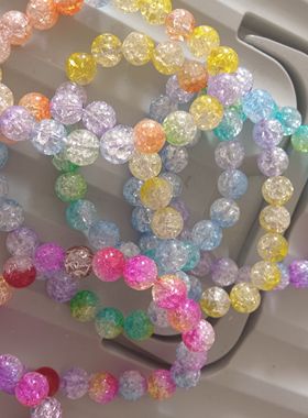 2023年新款彩色仿玉石玻璃珠手链 8mm琉璃珠双色手串小清新女款