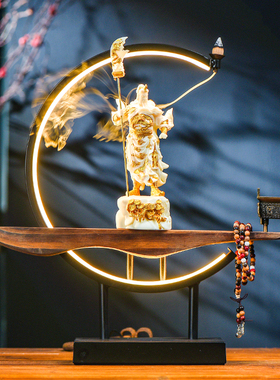 招财关公摆件办公室装饰品