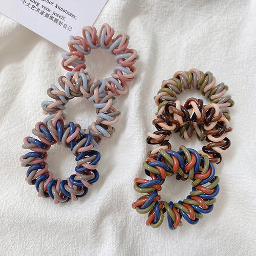 韩国女网红莫兰迪撞色编绳电话线