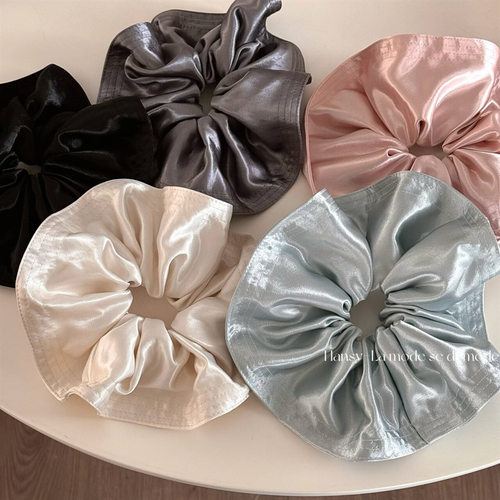 日韩ins大号纯色柔软缎面大肠