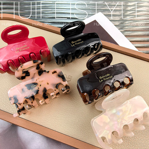 韩版金标缕空方块高级感醋酸抓夹