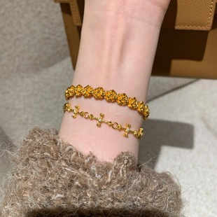 十里间【玫瑰故事】法式浪漫山茶花开口手镯金刚杵叠戴高级感手链