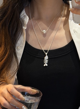 十里间鱼骨头滚珠项链毛衣链