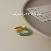 十里间 百搭气质泥鳅背古法指环叠戴中戒 危地马拉翡翠戒指