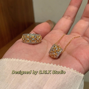 十里间 精致轻奢路路通亮晶晶镂空项链奢华戒指指环 老钱风