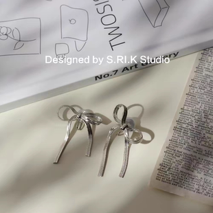 十里间【安拉丝带～有耳夹】法式浪漫流苏蝴蝶结耳环百搭耳饰