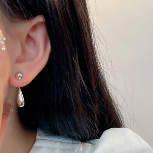 十里间【落珠～两戴款】简约气质通勤款碎银子耳钉百搭水滴耳环