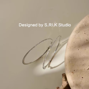 十里间【闪烁耳圈】亮晶晶欧美微镶锆石圈圈耳环百搭耳饰