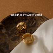 金色耳圈 十里间 非常好 复古气质编织圈圈耳环港风职场耳饰