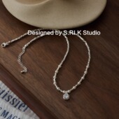 法式 方糖2.0 浪漫亮晶晶方形吊坠珍珠项链锁骨链 福利款 十里间