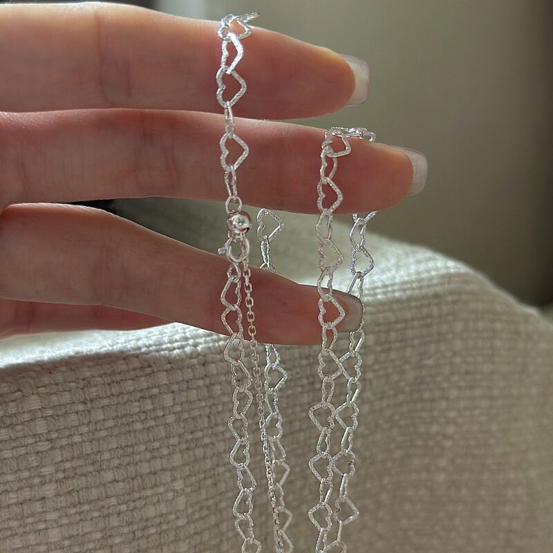 十里间【长款桃心】简约气质浪漫镂空爱心项链百搭蕾丝毛衣链