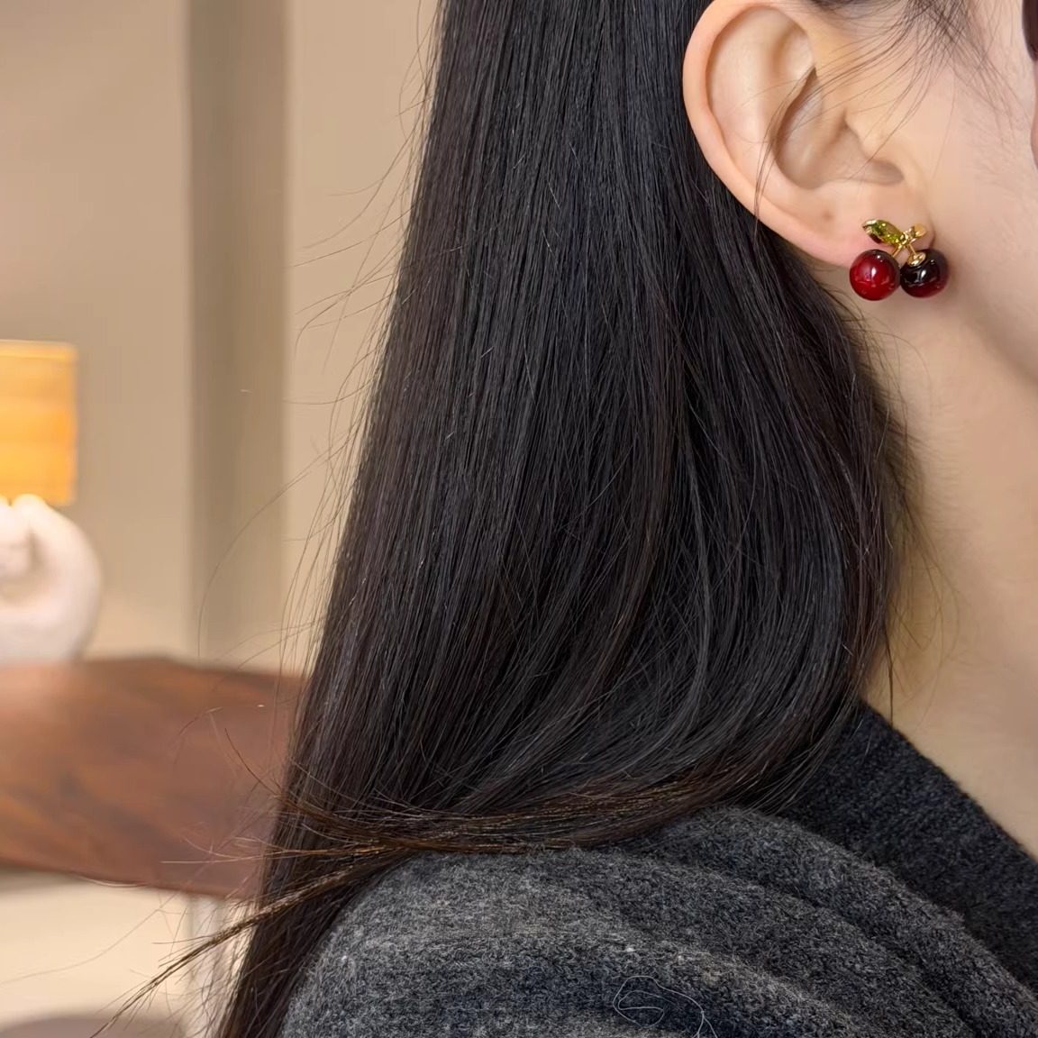 十里间【车厘子】甜美小清新樱桃耳环百搭少女酒红色耳钉,饰品/流行首饰/时尚饰品新,耳环,淘宝优惠券,粉丝福利购,淘宝优惠卷