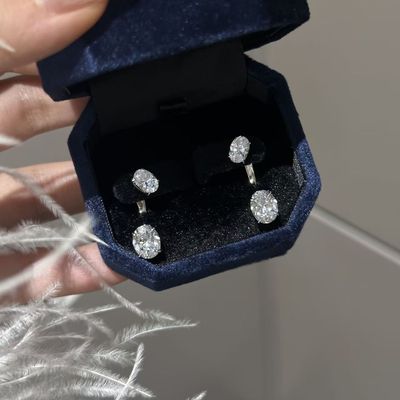 十里间【独白】简约气质水滴两戴款亮晶晶锆石耳环银针耳钉