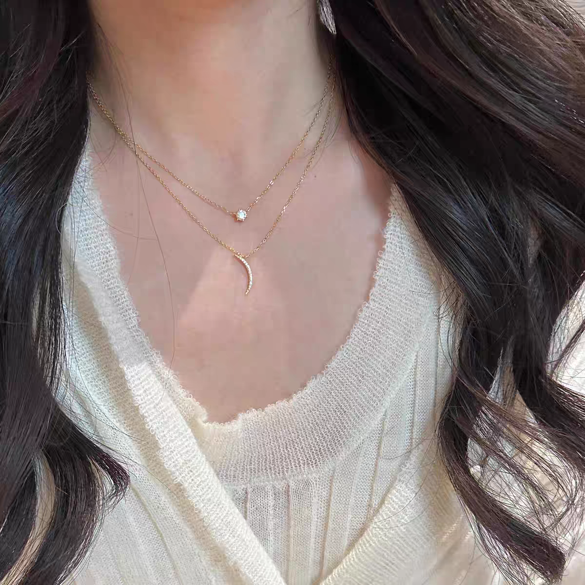 十里间【纯银|月亮】简约气质亮晶晶s925弯月项链百搭通勤锁骨链