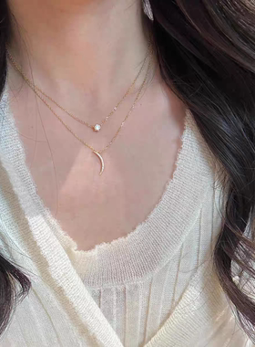 十里间s925银月亮项链锁骨链