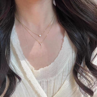 十里间【纯银|月亮】简约气质亮晶晶s925弯月项链百搭通勤锁骨链