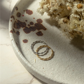 十里间 简单大方麻花单圈戒指百搭优雅可调节中戒气质指环 素戒