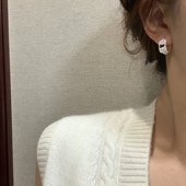 法式 有耳夹 轻奢素银珍珠圈圈耳环通勤百搭 格里特 十里间