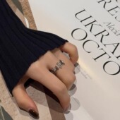 简约气质浪漫花花开口戒指百搭指环 镂空花朵 十里间 硬朗