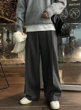 ASCLO&QIAO韩版潮流休闲裤男宽松直筒阔腿裤垂感百搭简约时尚长裤