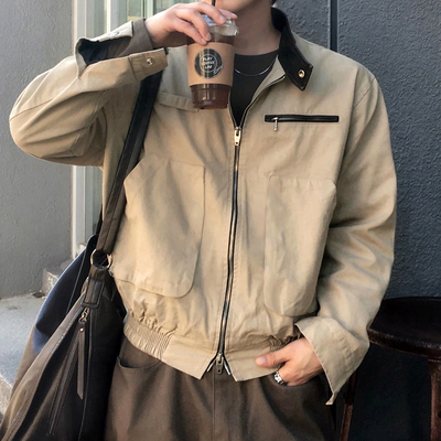 ASCLO&QIAO复古立领拼接夹克