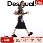 Desigual26春夏新品 连衣裙 女式 修身 波浪纹印花半高领长袖