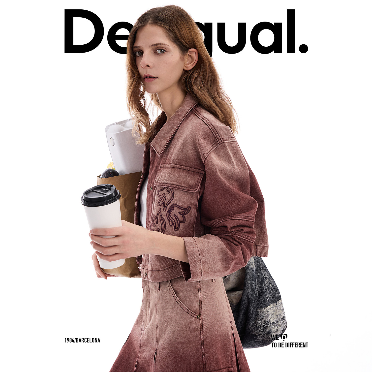 【呼呼专享】Desigual宽松水洗渐变绣花贴袋长袖女式牛仔外套
