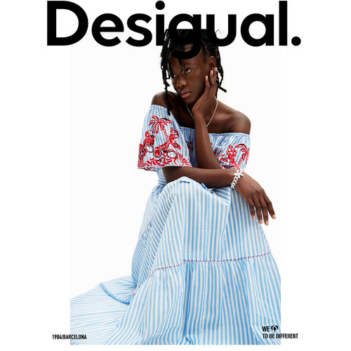 Desigual【Stella Jean设计师款】重工刺绣收腰显瘦连衣裙