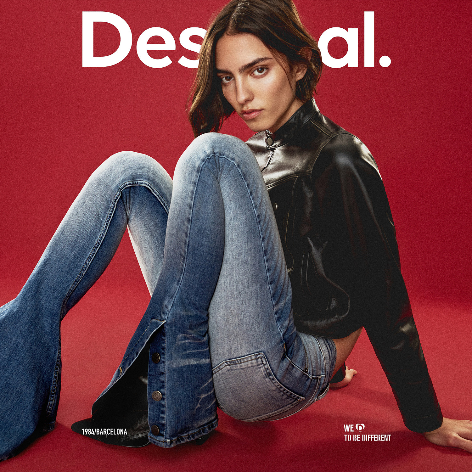 Desigual【Egonlab联名】修身喇叭下摆水洗长款女式牛仔裤