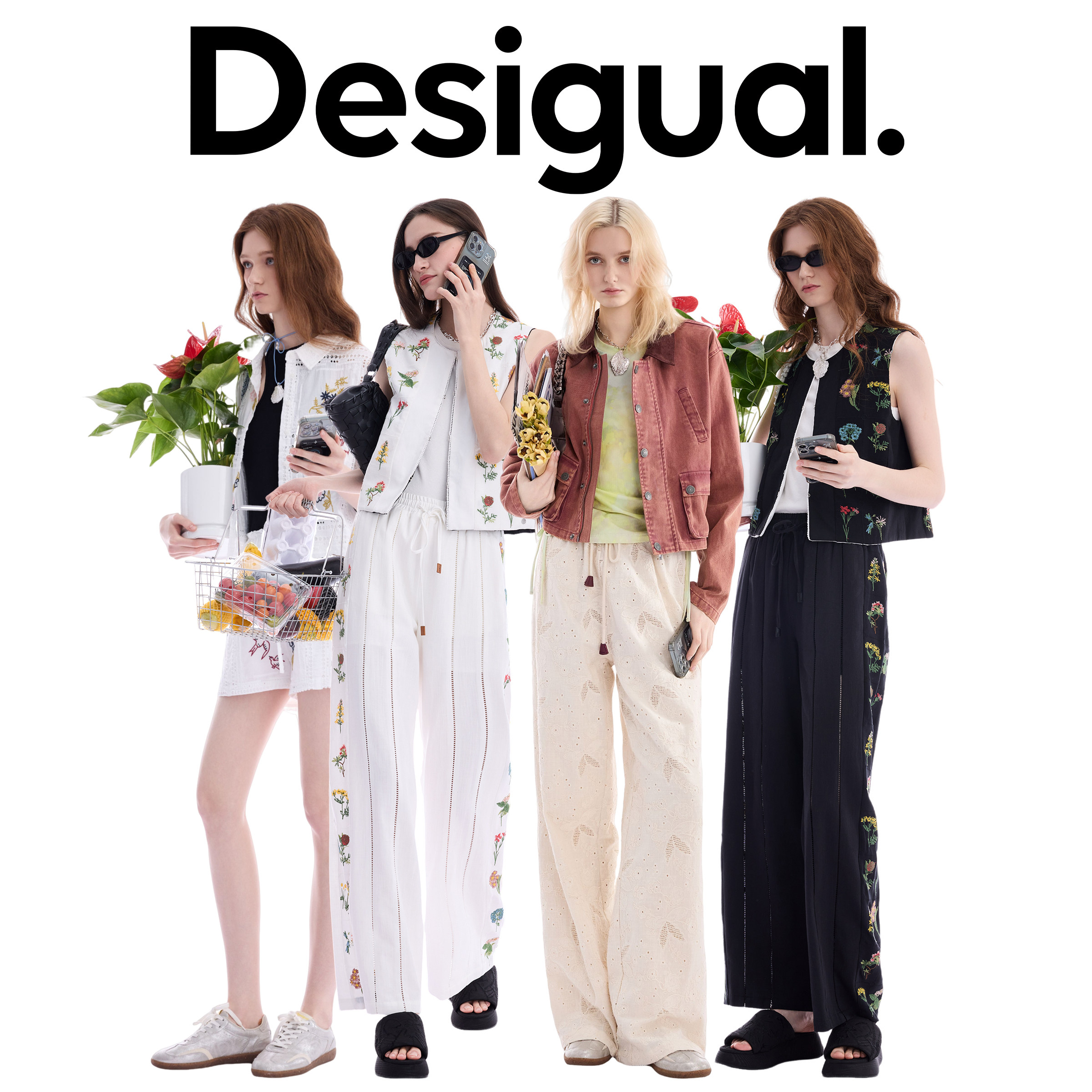 【七七酱】Desigual镂空刺绣装饰翻领短袖女式衬衫