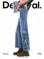 Desigual26 Autumn/Winter new collection: Colorful floral embroidery washed high-waisted wide-leg women's jeans thumbnail 7