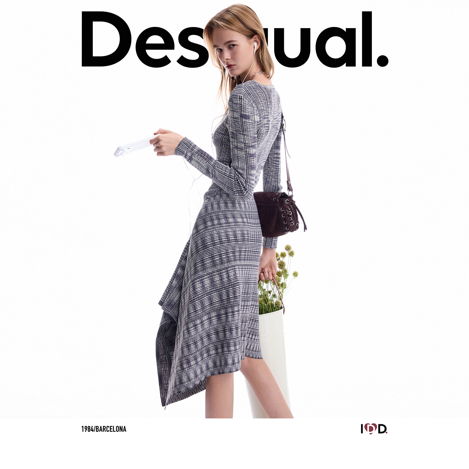【呼呼专享】Desigual段染纱围裙两件套圆领长袖女式针织连衣裙