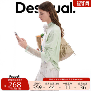 T恤 女式 Desigual26春夏新品 宽松印花贴布立体花圆领长袖