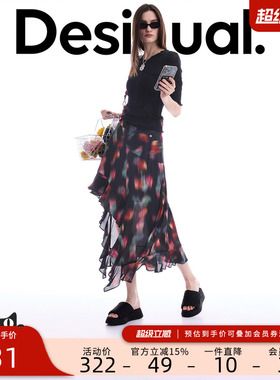 Desigual26春夏新品修身肌理提花黑色女式针织衫