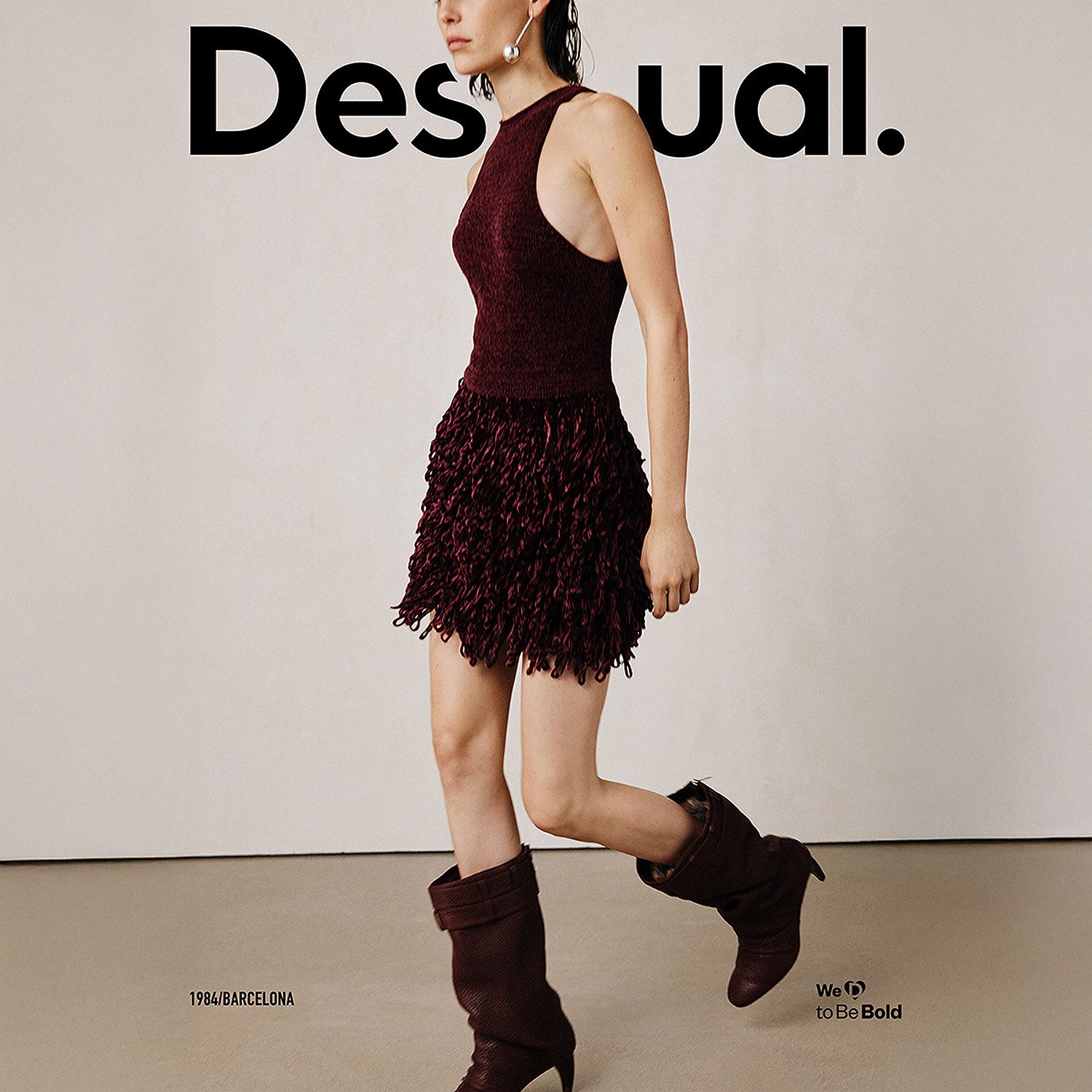 Desigual26春夏新品Studio系列雪尼尔编织流苏背心裙