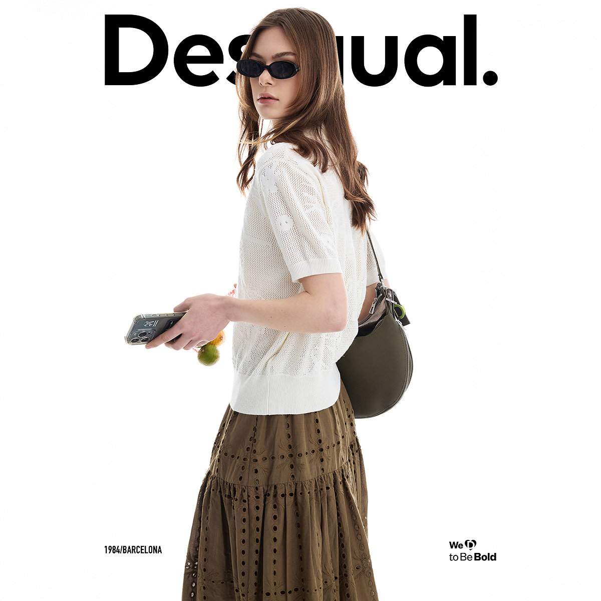 【超能小太阳】Desigual宽松镂空提花Polo领女式针织衫