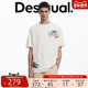 Desigual米白色手绘涂鸦贴布绣圆领短袖 简约男士 T恤