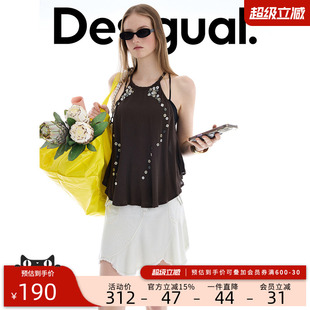 Desigual26春夏新品纽扣装饰挂脖无袖背心女式上衣