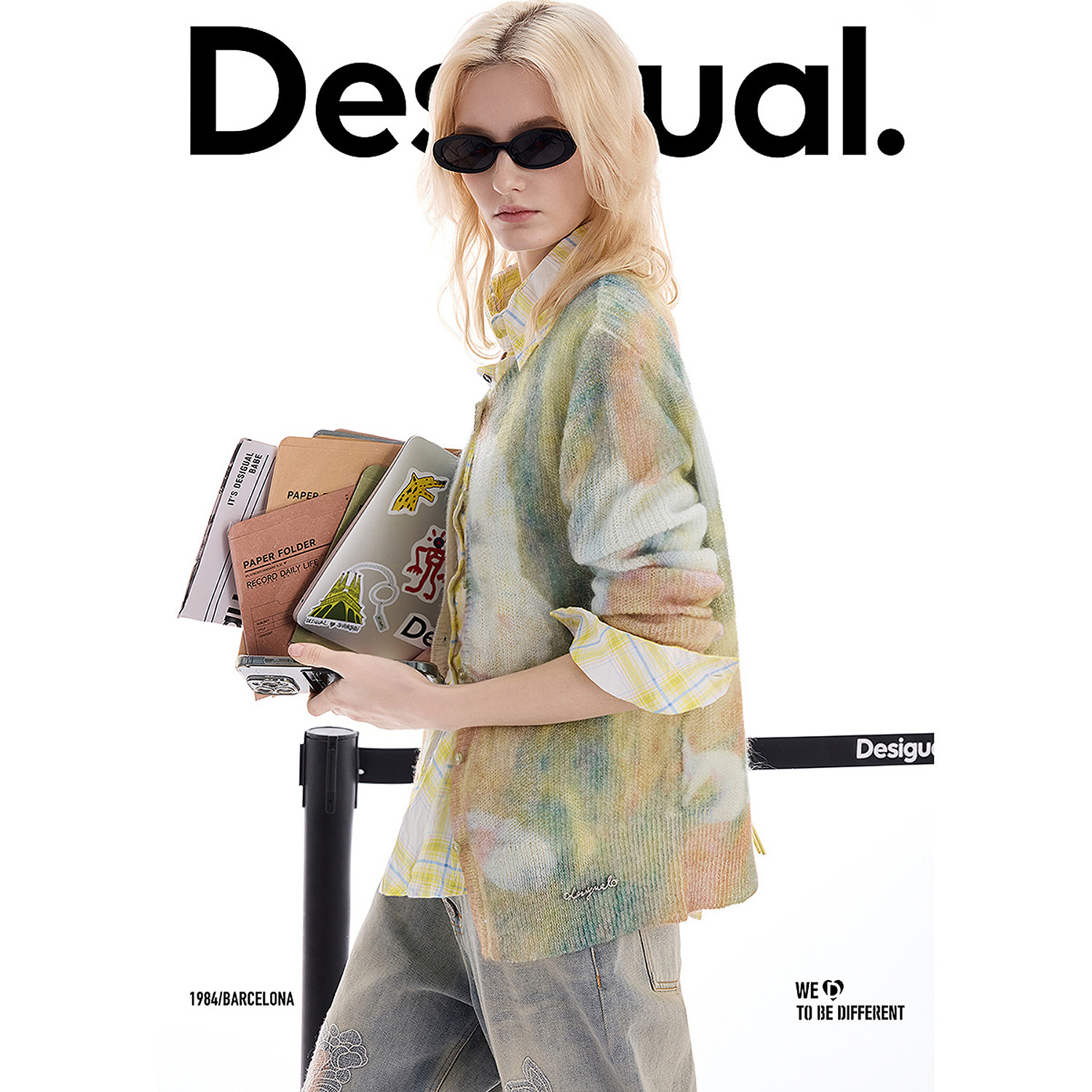 【羊毛混纺】Desigual26春夏新品花卉印花针织开衫女式外套
