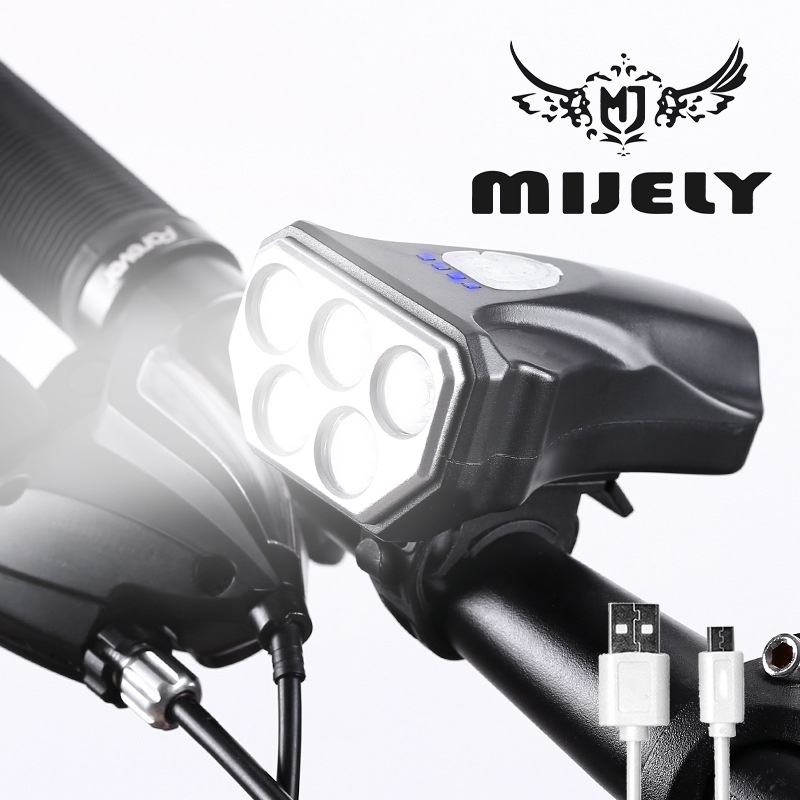 高亮度自行车前灯ABS外壳充电山地车灯夜骑公路车骑行装备配件