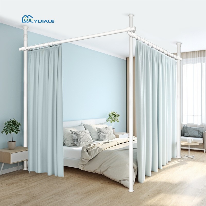 卧室免打孔挡床隔断帘门帘出租房宿舍玄关布帘美容院U型L室内帘子