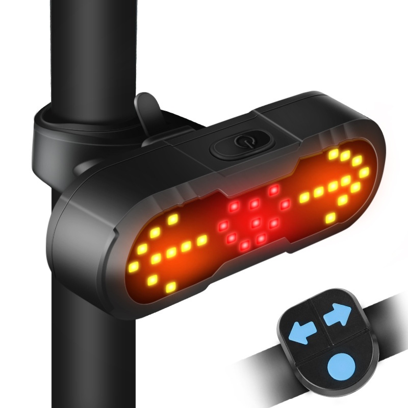 自行车灯遥控转向尾灯左右灯USB充电山地夜骑led带喇叭防水警示灯