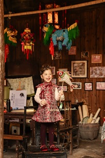 女童拜年服新中式国风连衣裙秋冬儿童唐装旗袍裙宝宝周岁新年礼服