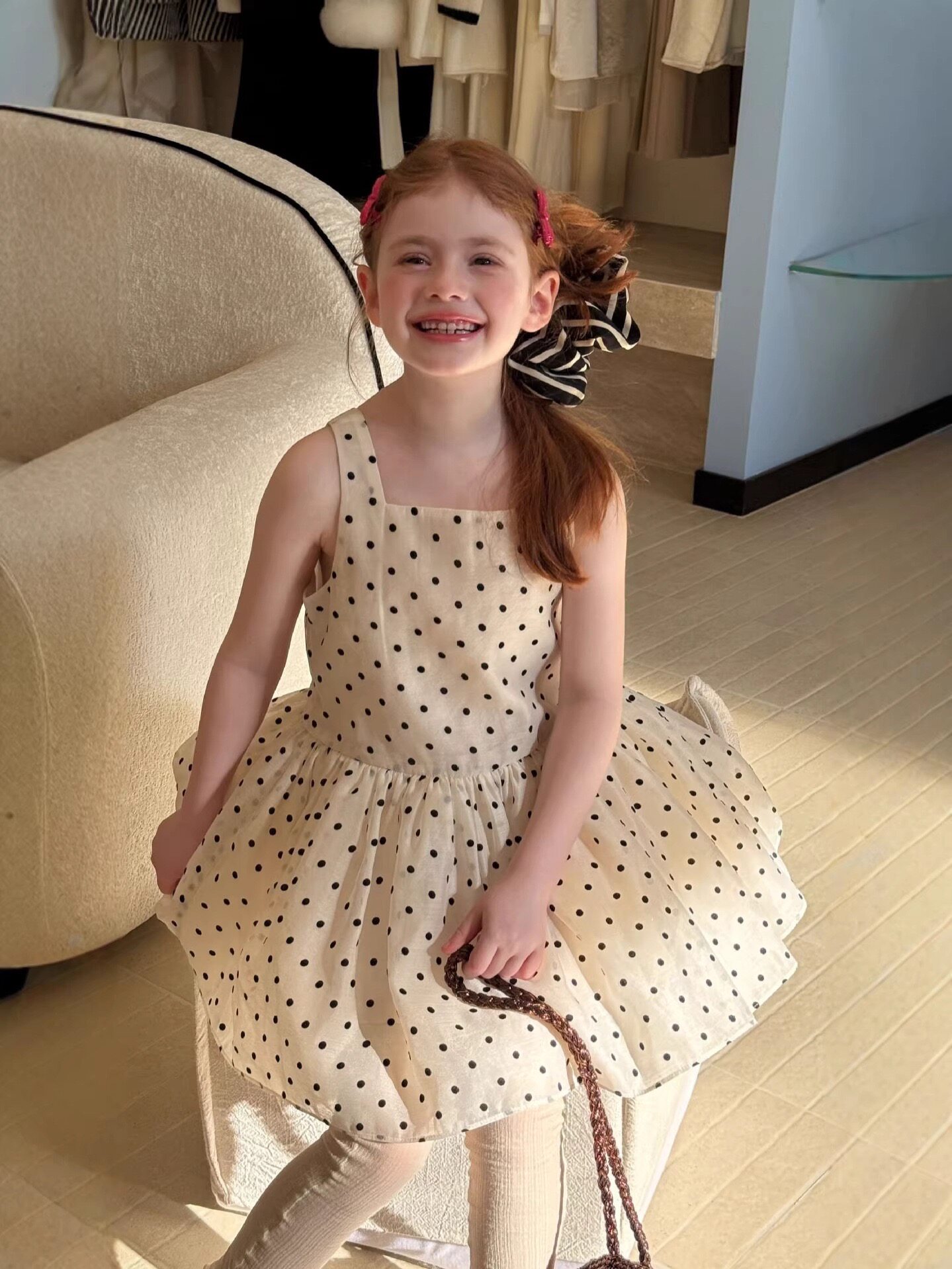 女童连衣裙夏季2026新款儿童洋气时髦波点背心裙宝宝无袖公主裙子