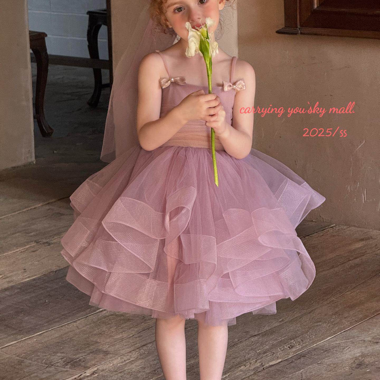 女童公主裙2026夏装新款洋气女宝宝蝴蝶结连衣裙蓬蓬裙子生日礼服