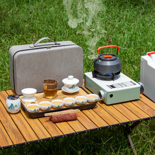 户外煮茶炉便捷式旅行茶具套组卡式炉露营野炊喝茶装备泡茶器炉具